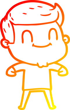 Bir insan tarafından çizilmiş, karikatür dostu bir adamın sıcak çizgi çizimi