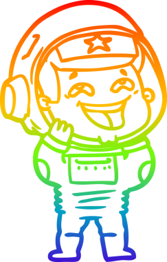 Gökkuşağı gradyan çizgi çizimi Bir insan tarafından çizilmiş gülen astronot