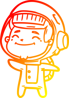 Bir insan tarafından çizilmiş mutlu bir astronotun sıcak çizgi çizimi