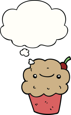 Bir insan tarafından çizilmiş düşünce balonlu kek.