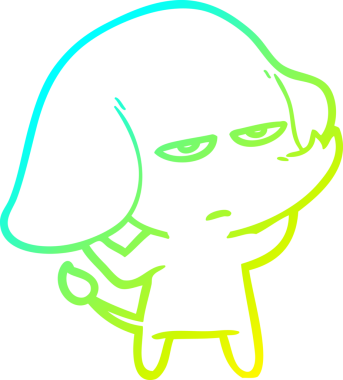 Bir insan tarafından çizilmiş soğuk bir çizgi film filinin çizimi.