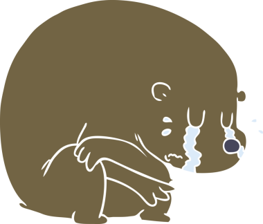 Bir insan tarafından çizilmiş düz renkli çizgi film ayısı.