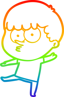 Gökkuşağı gradyanı çizimi Bir insan tarafından çizilmiş meraklı bir çocuk