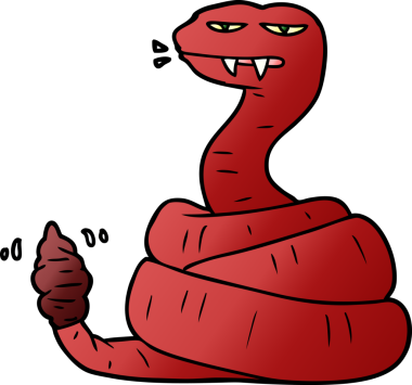 Bir insan tarafından çizilmiş kızgın çıngıraklı yılan çizgi filmi.