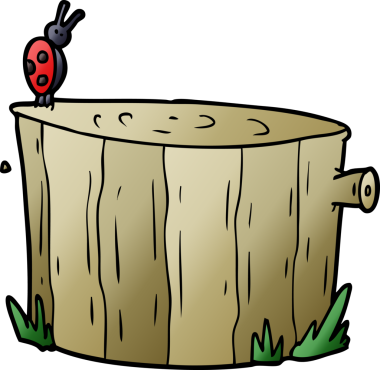 Bir insan tarafından çizilmiş ağaç kütüğü.