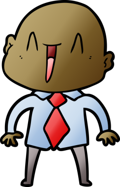 Bir insan tarafından çizilmiş mutlu, kel adam.