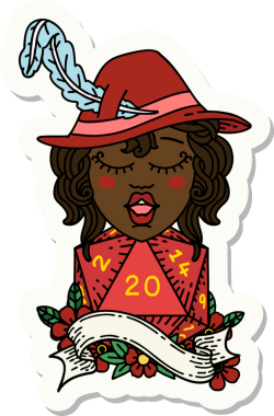 Bir insan şairin çıkartması. Bir insan tarafından çizilmiş doğal 20 zarlı.