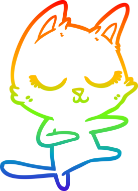 Gökkuşağı gradyan çizgisi bir insan tarafından çizilmiş sakin bir çizgi kedi çizimi