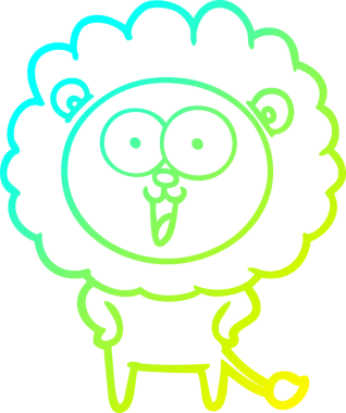 Bir insan tarafından çizilmiş mutlu çizgi film aslanı çizimi.