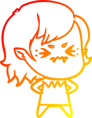 Bir insan tarafından çizilmiş kızgın bir vampir kız çizgi çizimi.