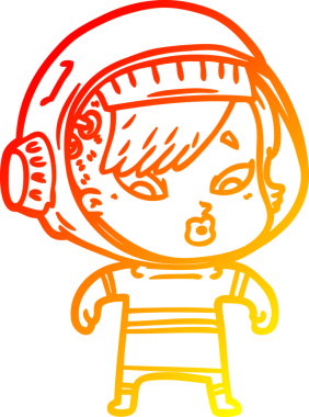 Bir insan tarafından çizilmiş bir astronot kadın çizgi çizimi.