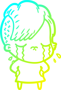 Bir insan tarafından çizilmiş ağlayan bir çizgi film kızı çizimi.