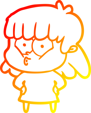 Bir insan tarafından çizilmiş, çizgi film karakteri ıslık çalan bir kız çizimi