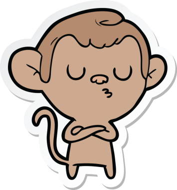 Bir insan tarafından çizilmiş çizgi film maymununun çıkartması.