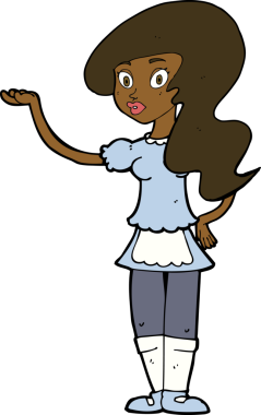 Bir insan tarafından çizilmiş çizgi film garsonu.