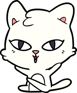 Bir insan tarafından çizilmiş çizgi film kedisi.