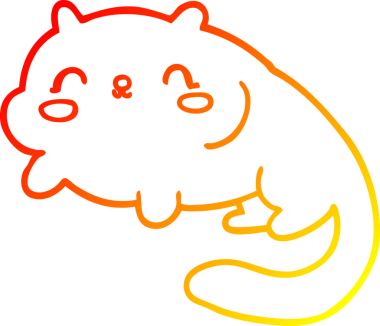 Bir insan tarafından çizilmiş çizgi film kedisinin sıcak çizgi çizimi