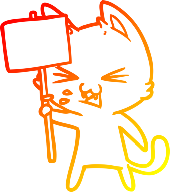 Bir insan tarafından çizilen çizgi film kedisinin sıcak çizgi çizimi