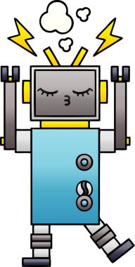 Arızalı bir robotun insan tarafından çizilmiş gölgeli karikatürü