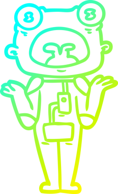 Bir insan tarafından çizilmiş soğuk gradyan çizgi çizimi garip uzaylı omuz silkiyor