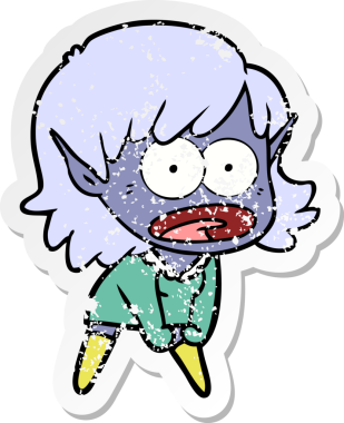 Bir karikatürün sıkıntılı çıkartması bir insan tarafından çizilmiş elf kızı şok etti.