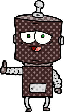 Bir insan tarafından çizilmiş çizgi film robotu