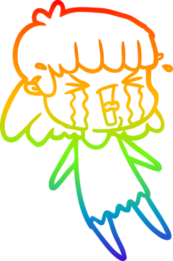 Gökkuşağı gradyan çizgi çizimi Bir insan tarafından çizilmiş gözyaşları içinde bir çizgi kadın