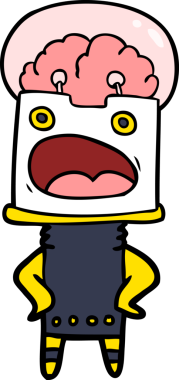 Bir insan tarafından çizilmiş çizgi film robotu