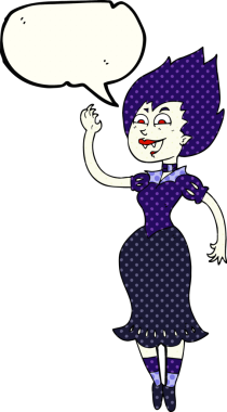 Bir insan tarafından çizilmiş serbest çizilmiş çizgi roman konuşma balonu vampir kız.