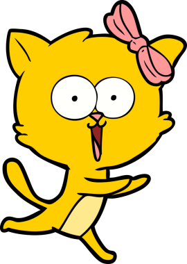 Bir insan tarafından çizilmiş çizgi film kedisi.