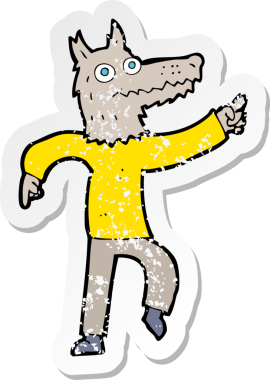 Bir insan tarafından çizilmiş bir kurt adamın gerilimli çıkartması.