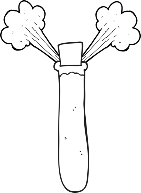 Bir insan tarafından çizilmiş siyah beyaz karikatür kimyasalları.