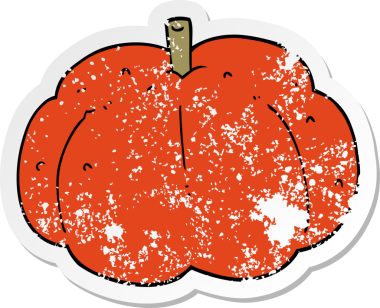 Bir insan tarafından çizilmiş karikatür balkabağı etiketi.