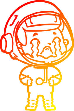 Bir insan tarafından çizilmiş, ağlayan bir astronotun sıcak çizgi çizimi