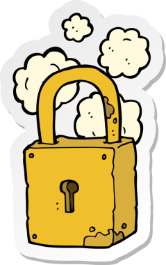 Bir insan tarafından çizilmiş paslı kilidin çıkartması.