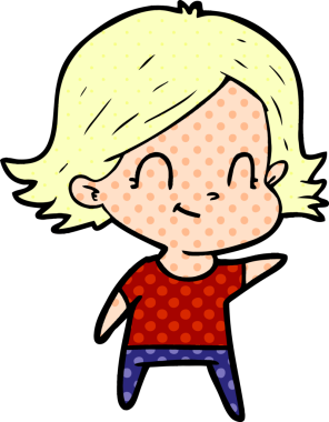 Bir insan tarafından çizilmiş karikatür dostu kız.