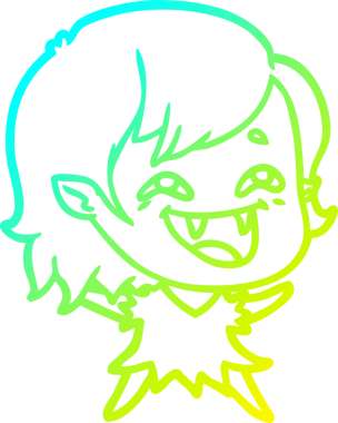 Bir insan tarafından çizilmiş gülen vampir kız çizgi filmi.