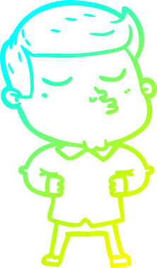 Çizgi film mankeni bir adamın insan tarafından çizilmiş soğuk gradyan çizimi.