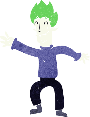 Bir insan tarafından çizilmiş mutlu vampir adam çizgi filmi.