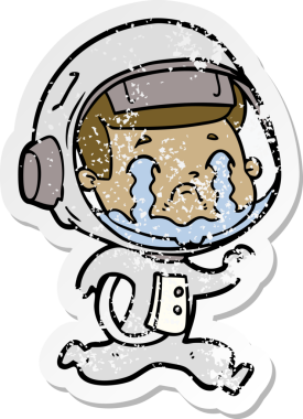 Bir insan tarafından çizilmiş ağlayan bir astronotun sıkıntılı çıkartması.