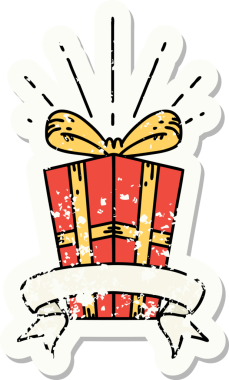 Bir insan tarafından çizilmiş dövme stili eski bir çıkartma.