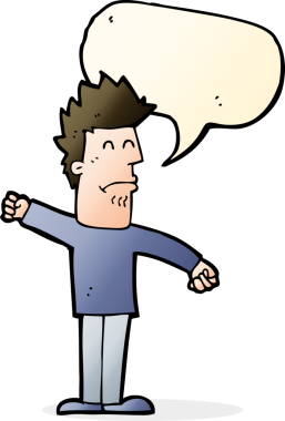 Bir insan tarafından çizilmiş konuşma balonlu bir adam.