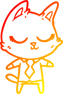 Bir insan tarafından çizilmiş sakin bir çizgi film kedisinin sıcak çizgi çizgisi.