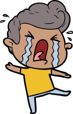Bir insan tarafından çizilmiş ağlayan bir karikatür.