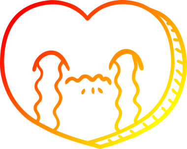 Bir insan tarafından çizilmiş, ağlayan aşk dolu bir karikatür çizimi.