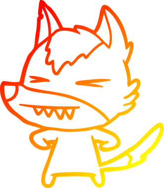 Bir insan tarafından çizilmiş kızgın bir kurt çizgi karakteri.