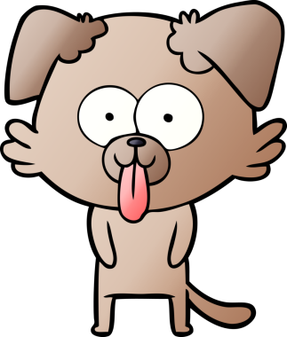 Bir insan tarafından çizilmiş dilli çizgi film köpeği.