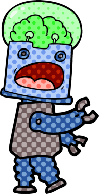 Bir insan tarafından çizilmiş çizgi film robotu