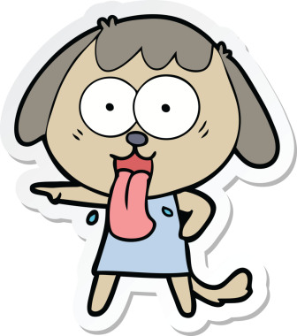 Bir insan tarafından çizilmiş şirin bir köpeğin çıkartması.