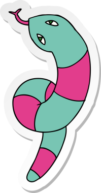 Bir insan tarafından çizilmiş uzun bir yılanın serbest sticker karikatürü.